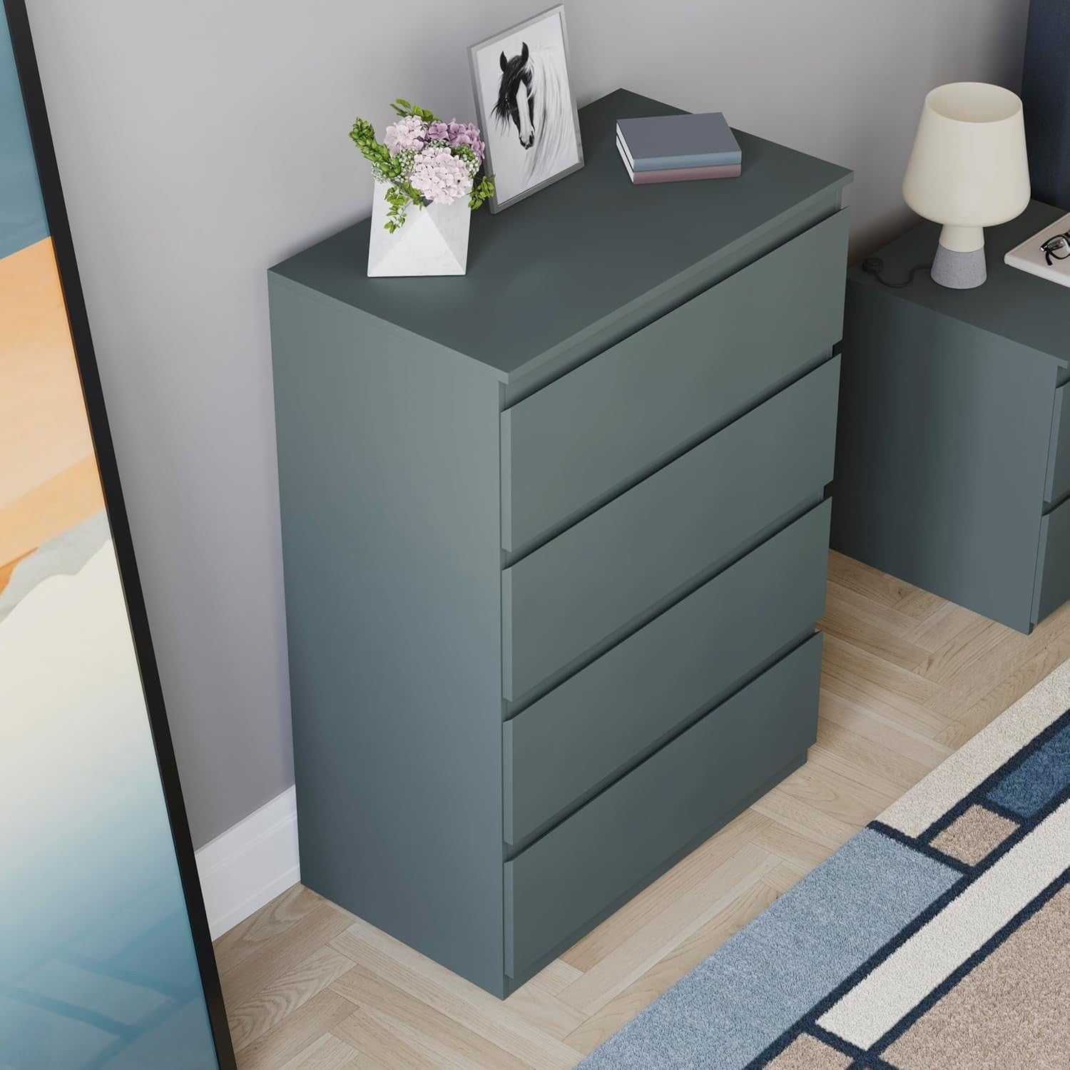 4 Drawer Modern Wooden Chest Storage Unit - Bedroom Organizer, Easy Assembly