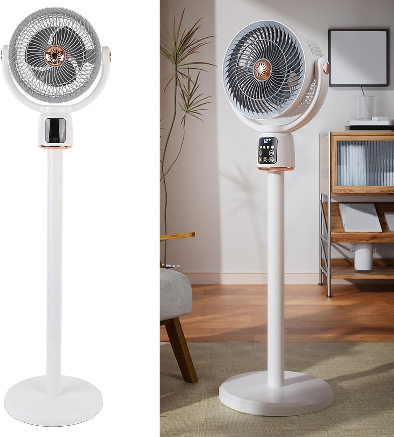 Pedestal Air Circulator Fan – 12 Speeds Remote 12H Timer Adjustable Height Quiet