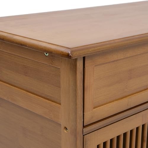 Brown Shoe Storage Cabinet with Seat & Drawer – 4-Tier Hallway Bench 99cm