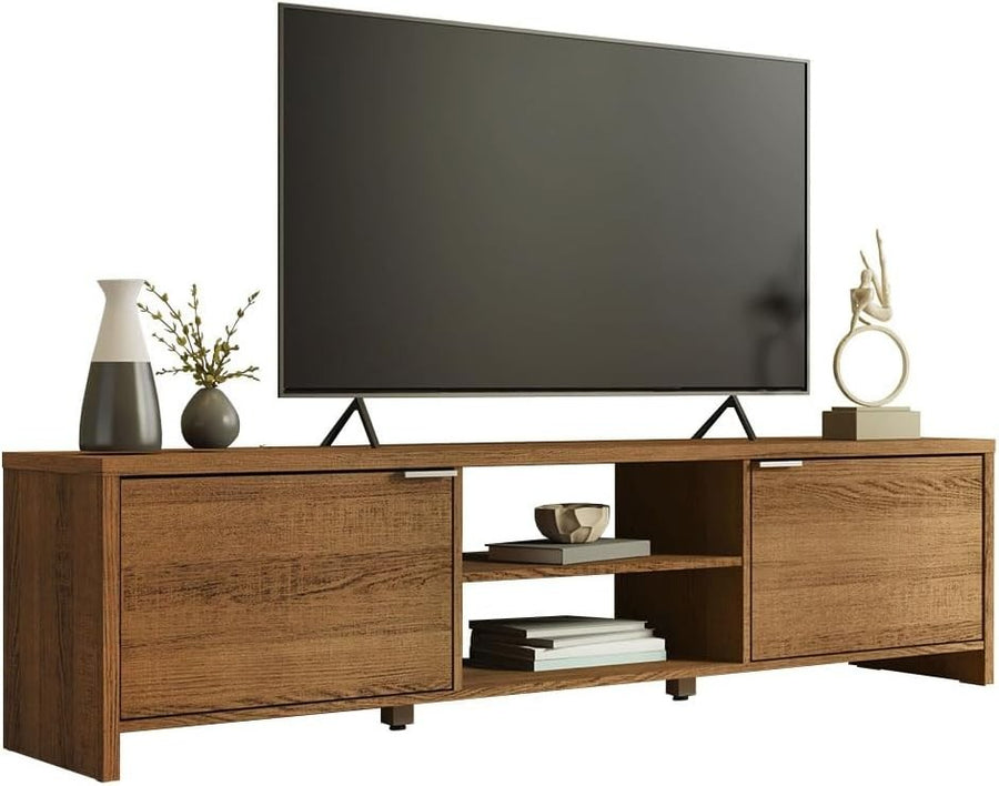 Rustic Large TV Stand for 65" TVs with Cable Management & Storage Cabinet