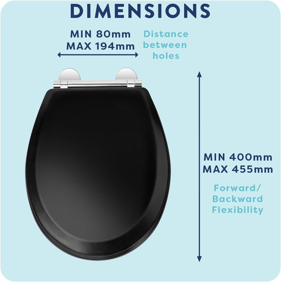 Black Wooden Toilet Seat Soft Close Quick Release Antibacterial Durable