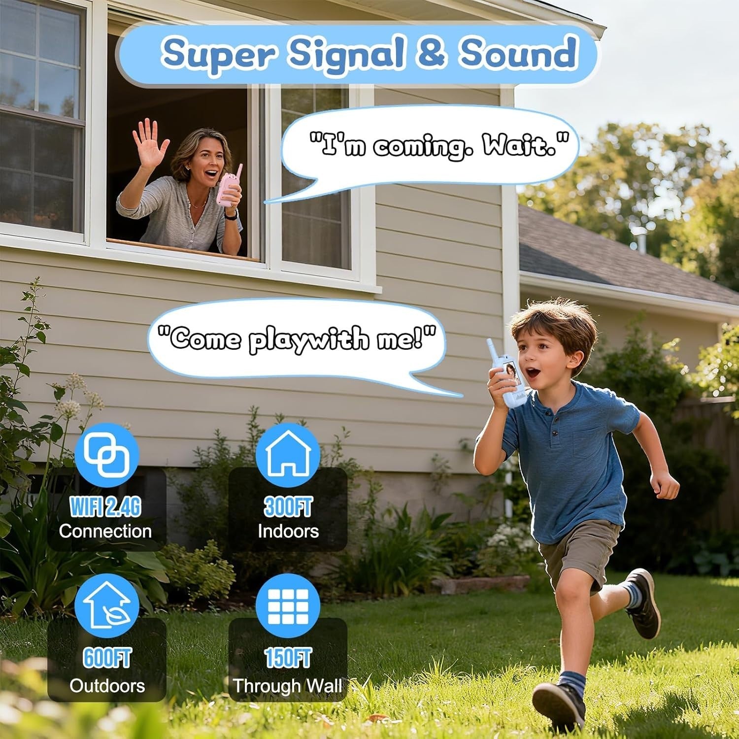 Video Walkie Talkies for Kids Long Range 2 Way Radio Toy 2 Pack Pink Blue