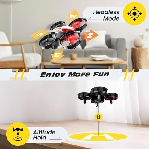 Mini Kids Drone with 3 Batteries, Auto Hover, 3D Flip & Headless Mode – Red
