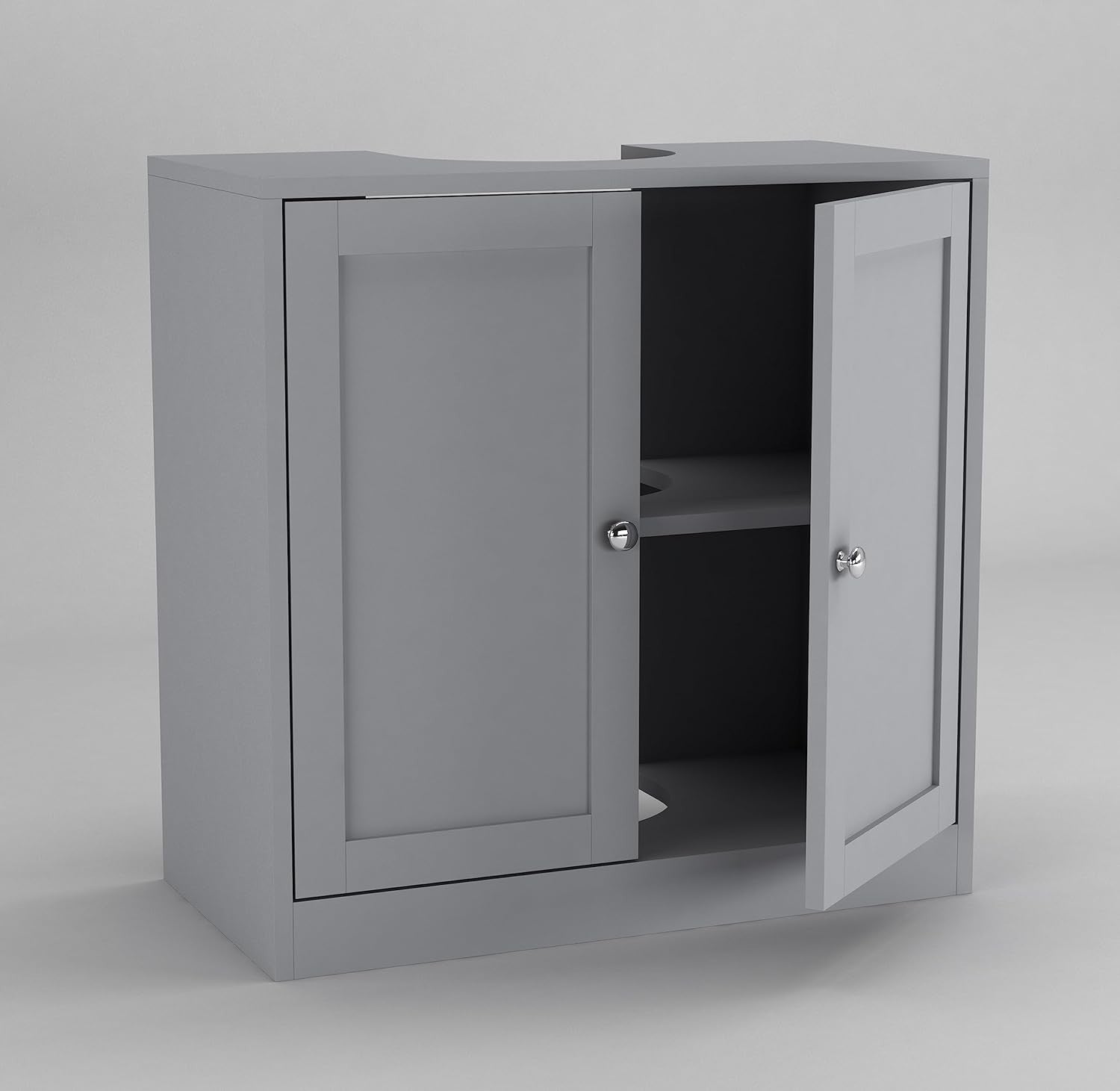 Under Sink Bathroom Cabinet Storage Unit 60cm Wide with Shelf – Slim Grey
