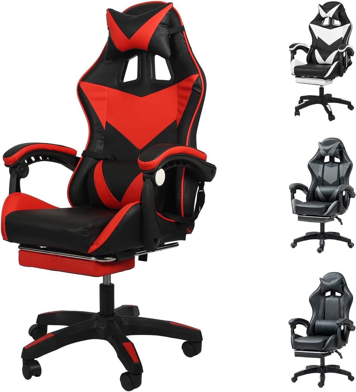 Gaming Chair with Footrest, Lumbar Support, Headrest & Adjustable Office Chair