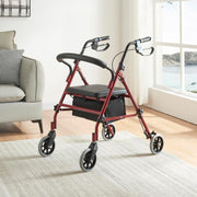Lightweight Folding Rollator Walker with Seat Lockable Brakes 15cm Wheels