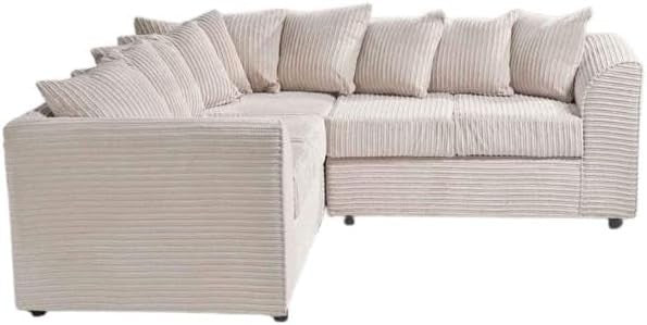 Cream Jumbo Cord Modular Dual Arm Corner Sofa 5-Seater Lounge