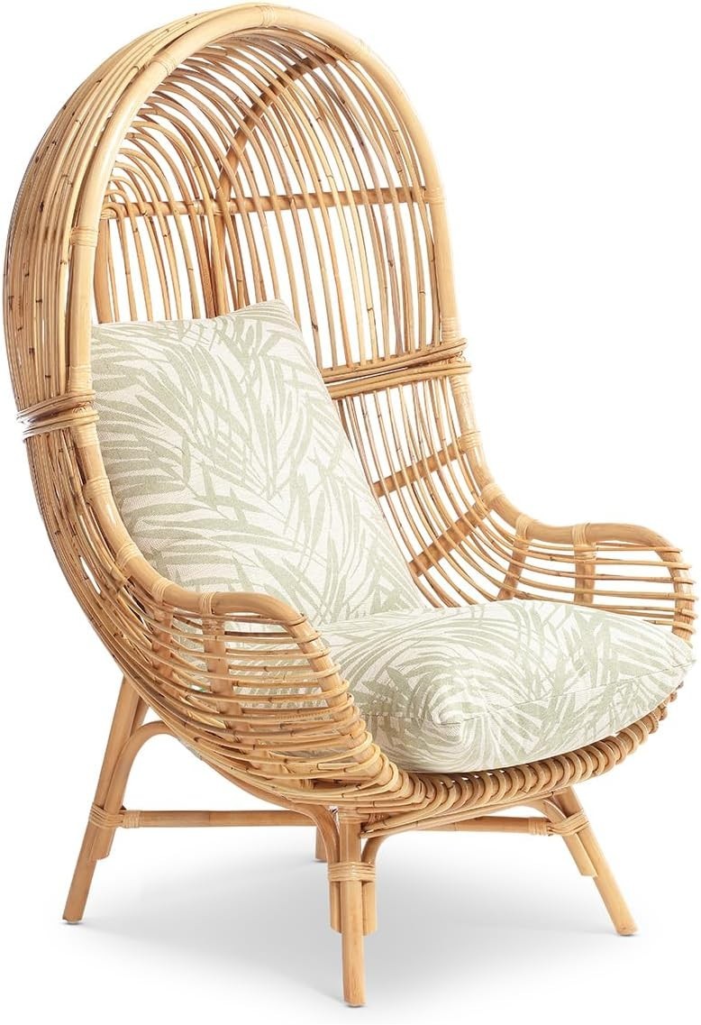 Large Rattan Lounge Chair Hanging Style High Back Indoor Wicker Seat Cushion