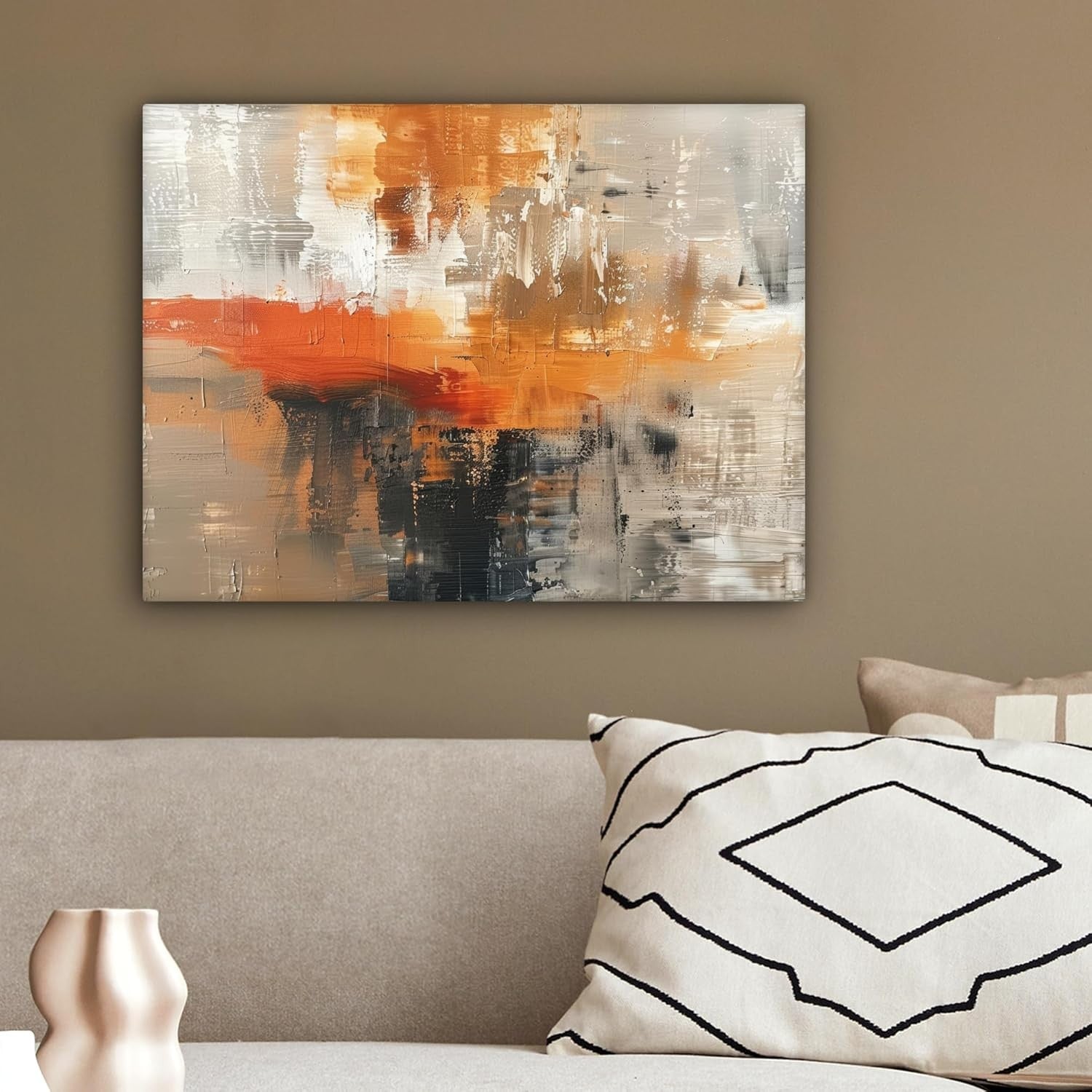 Gold Grey Abstract Canvas Wall Art 40x30cm Modern Framed Print