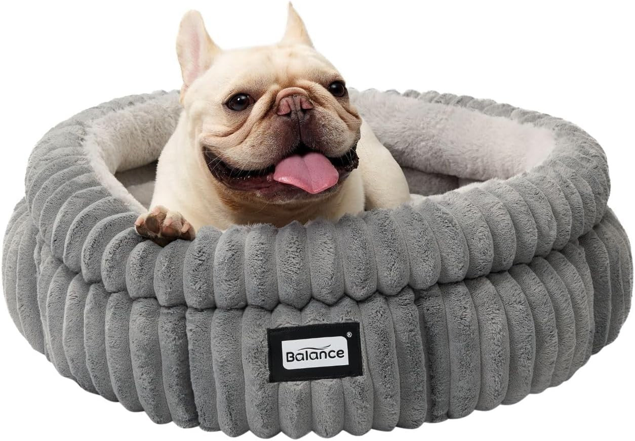 Round Plush Cat Bed 61cm Washable Faux Fur Kitten Puppy Bed Non Slip