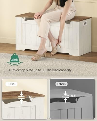 Wooden Storage Bench Lift-Top Trunk, Shoe Organizer for Entryway