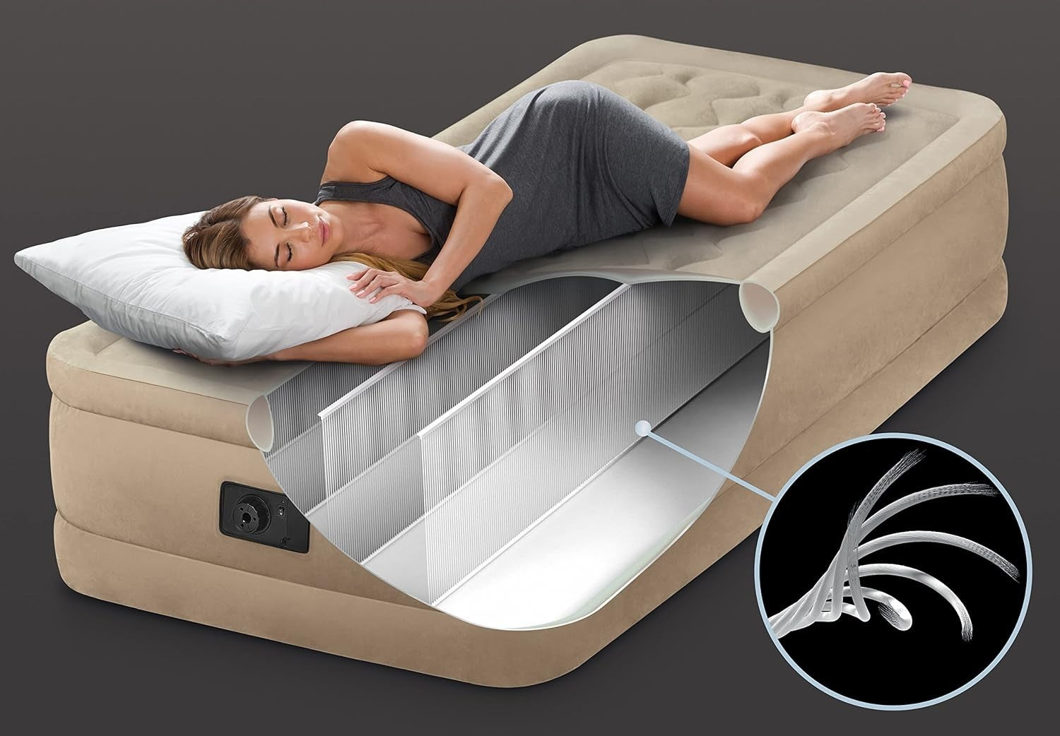 Raised Single Airbed 46cm High Built-In Pump Ultra Plush Comfort Bed