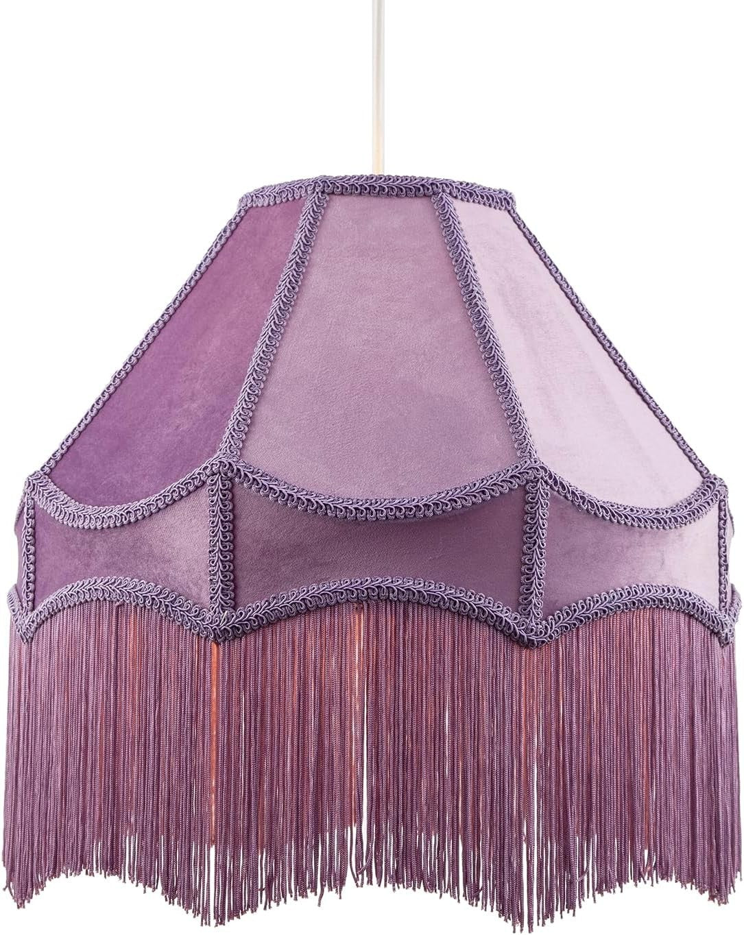 Victorian Empire Velvet Lampshade Lilac Tassel Pendant 40cm
