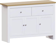White & Oak Sideboard Cabinet with Drawers Storage Buffet Cupboard 3 Door