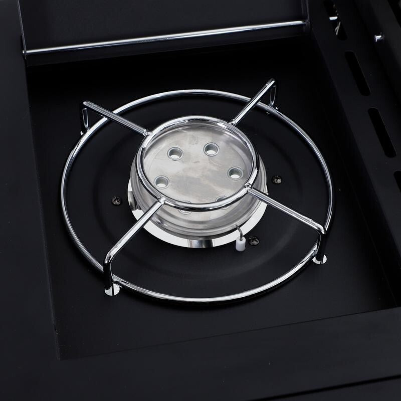 4+1 Gas BBQ Grill w/ Side Burner, Smoker Lid, Storage Cabinet & Wheels