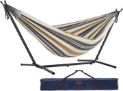 Double Cotton Hammock with Stand – 280cm 2 Person Adjustable Frame, Garden Bed