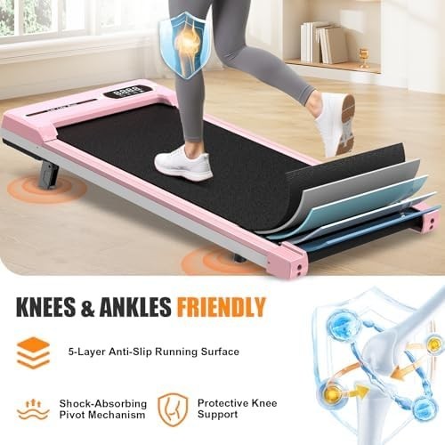 Under Desk Walking Pad Treadmill 7% Incline 2.5HP Compact Quiet LED Remote