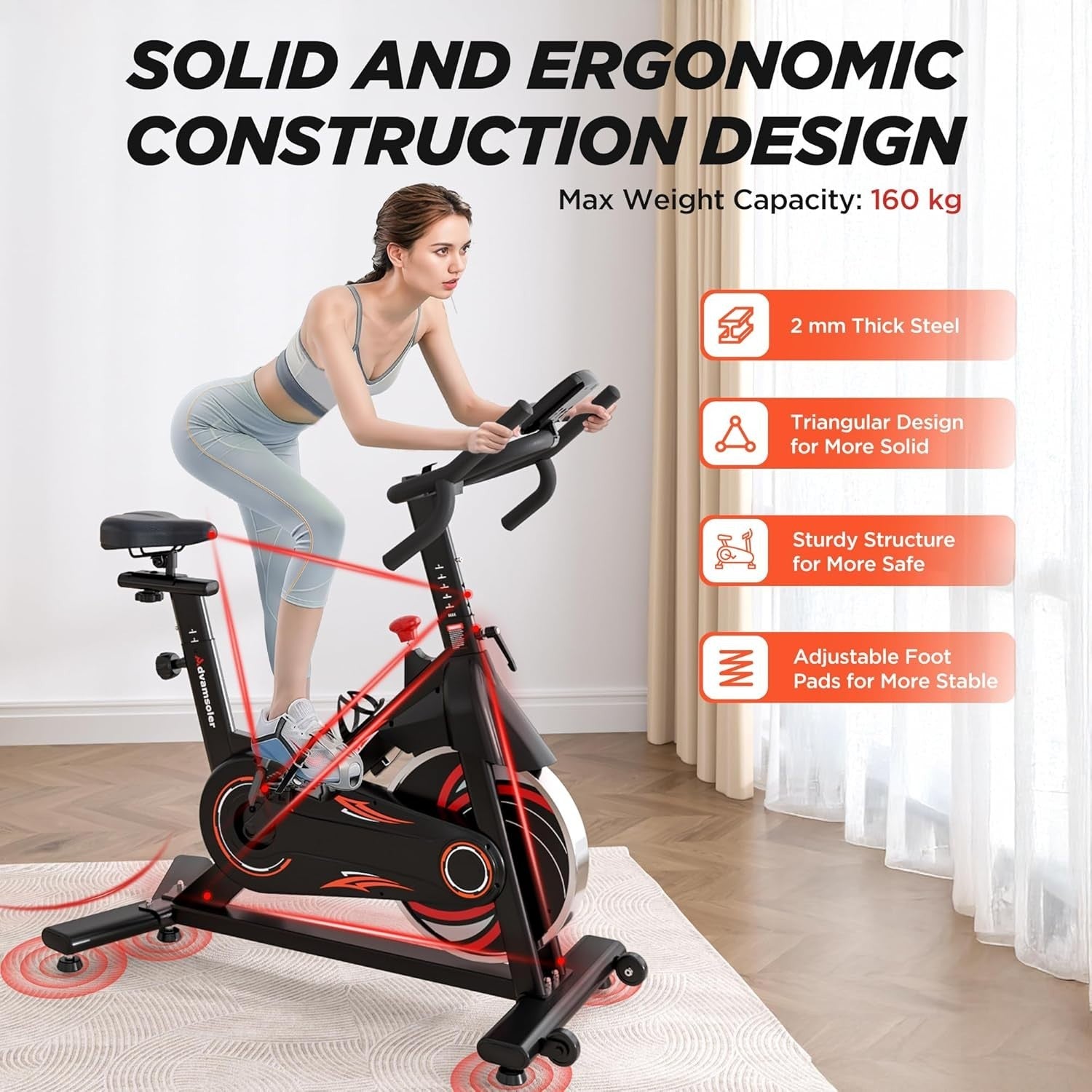 Magnetic Bluetooth Spin Bike w/ LCD Monitor, Curved Handlebar & 350lb Capacity