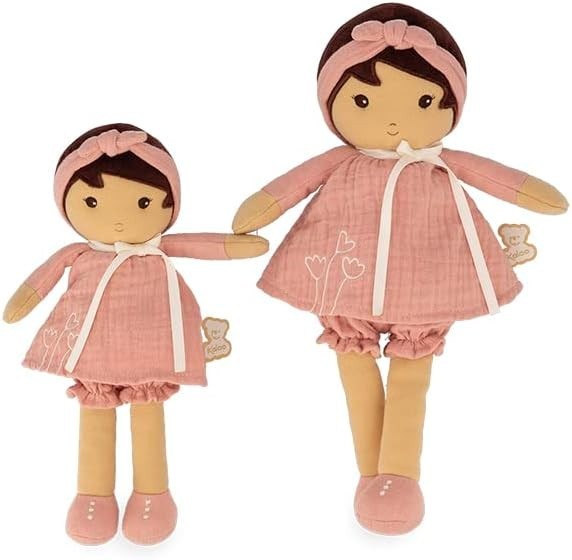 25cm Soft Fabric Baby Doll Pink Muslin Dress Personalised Ribbon Newborn Gift