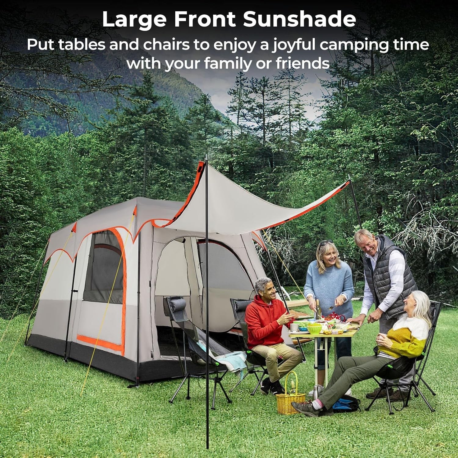 Spacious 4-6 Person Camping Tent Waterproof Rainfly Mesh Windows