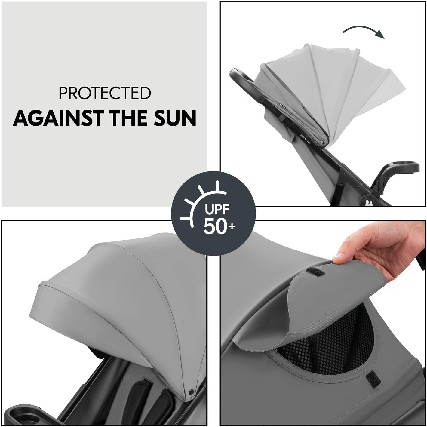 3in1 Travel System Pushchair Pram Car Seat Set Lightweight Reclining Grey
