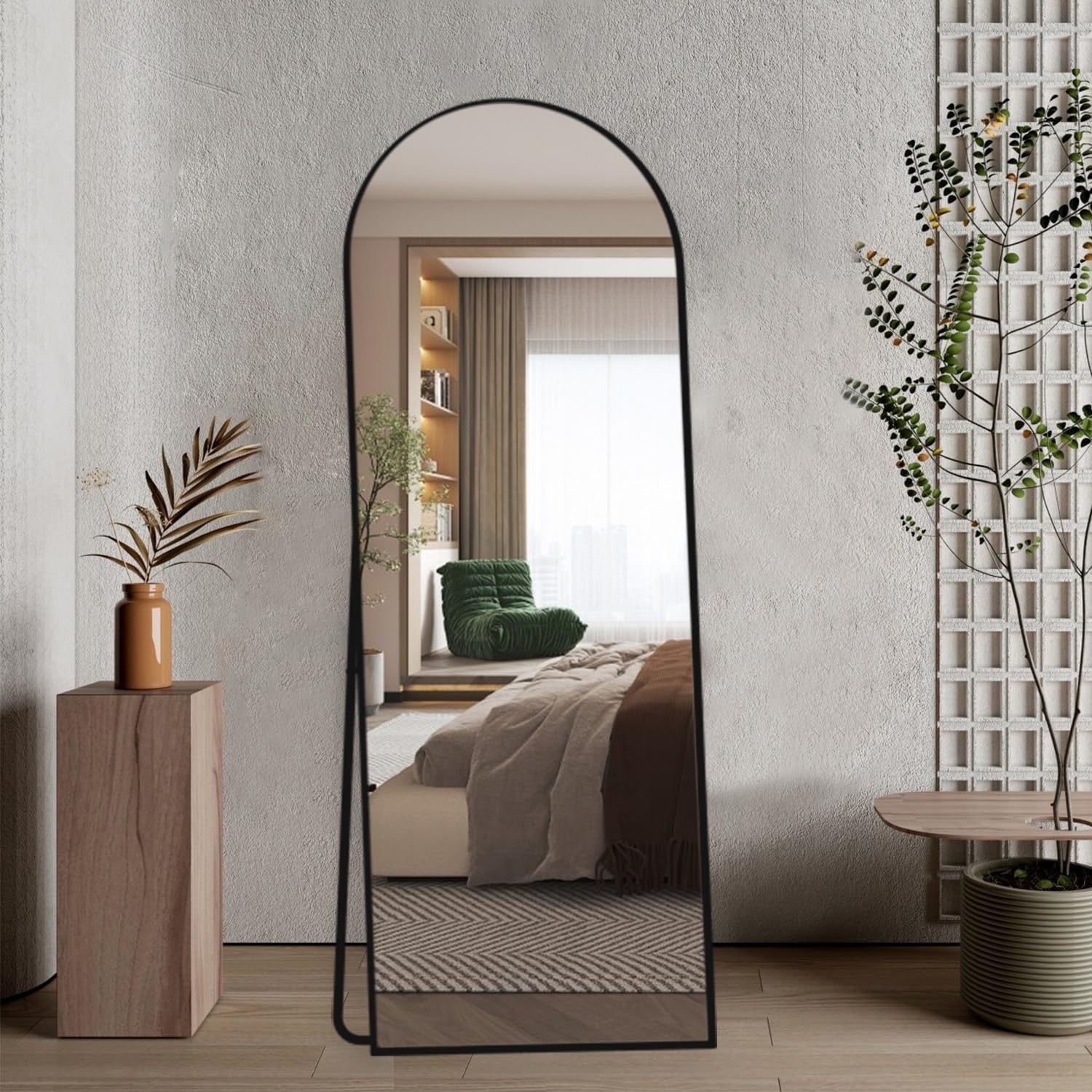 Arch Full Length Mirror 162x53cm Black Wall Leaning Floor Standing Modern