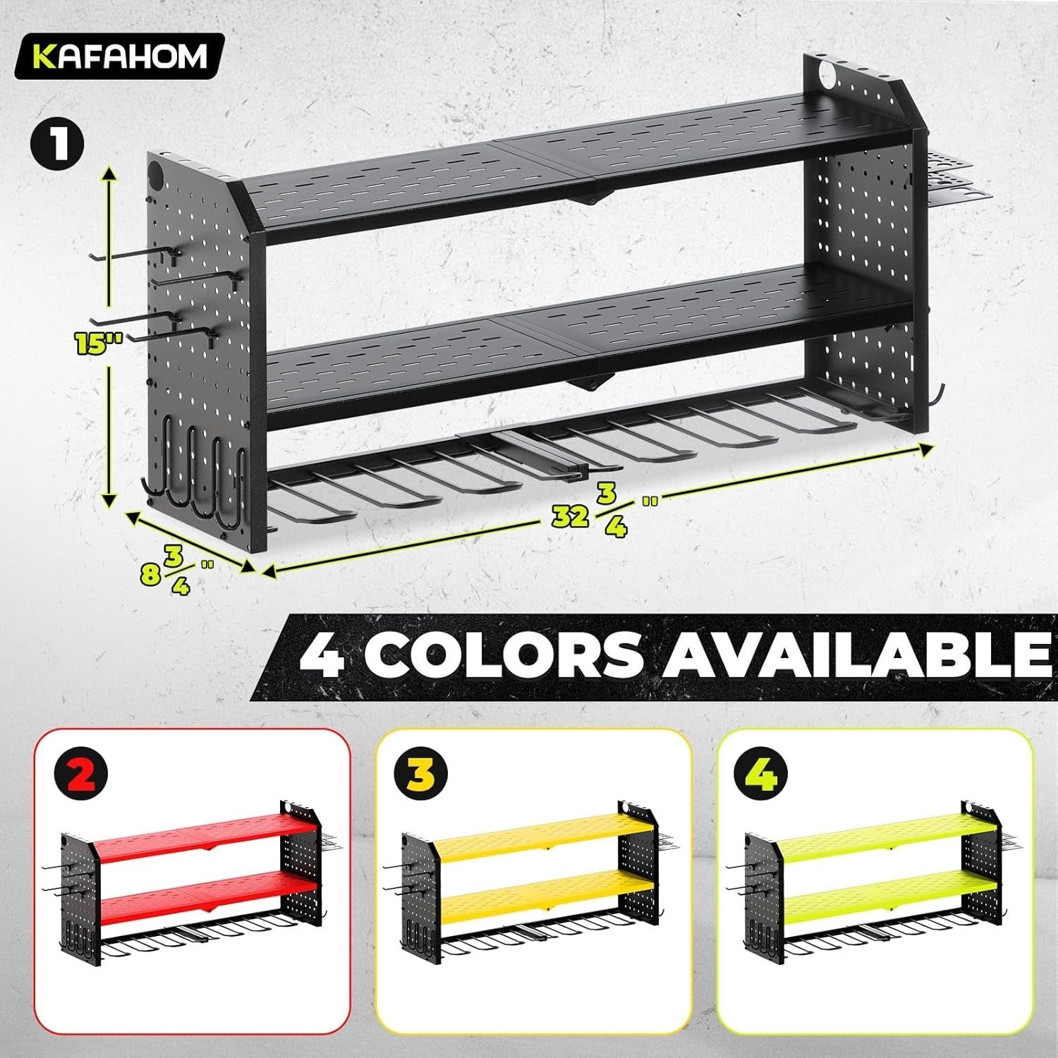 Black Adjustable Wall-Mount Power Tool Organizer 8 Drill Holder Rack