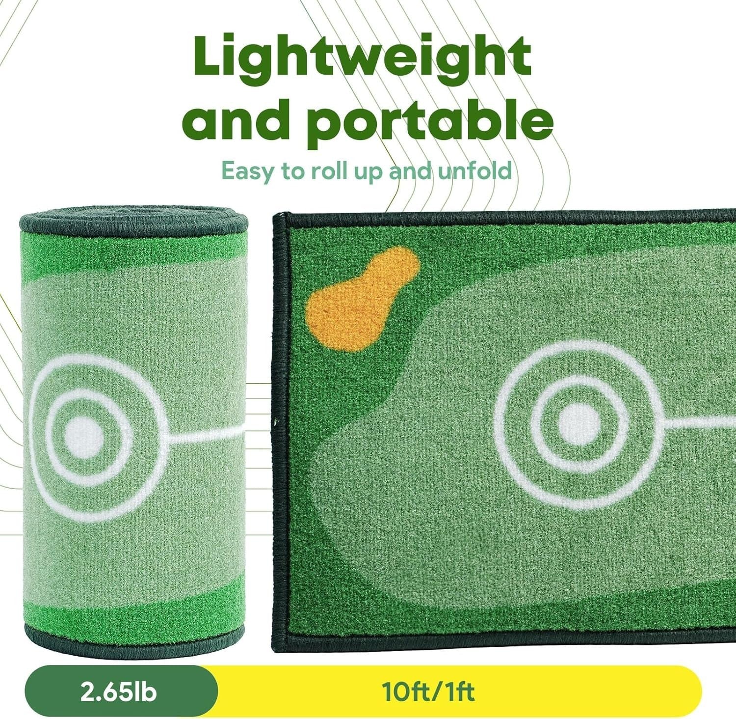 Golf Putting Mat Indoor Outdoor Practice Green 40in Anti Slip Training Aid