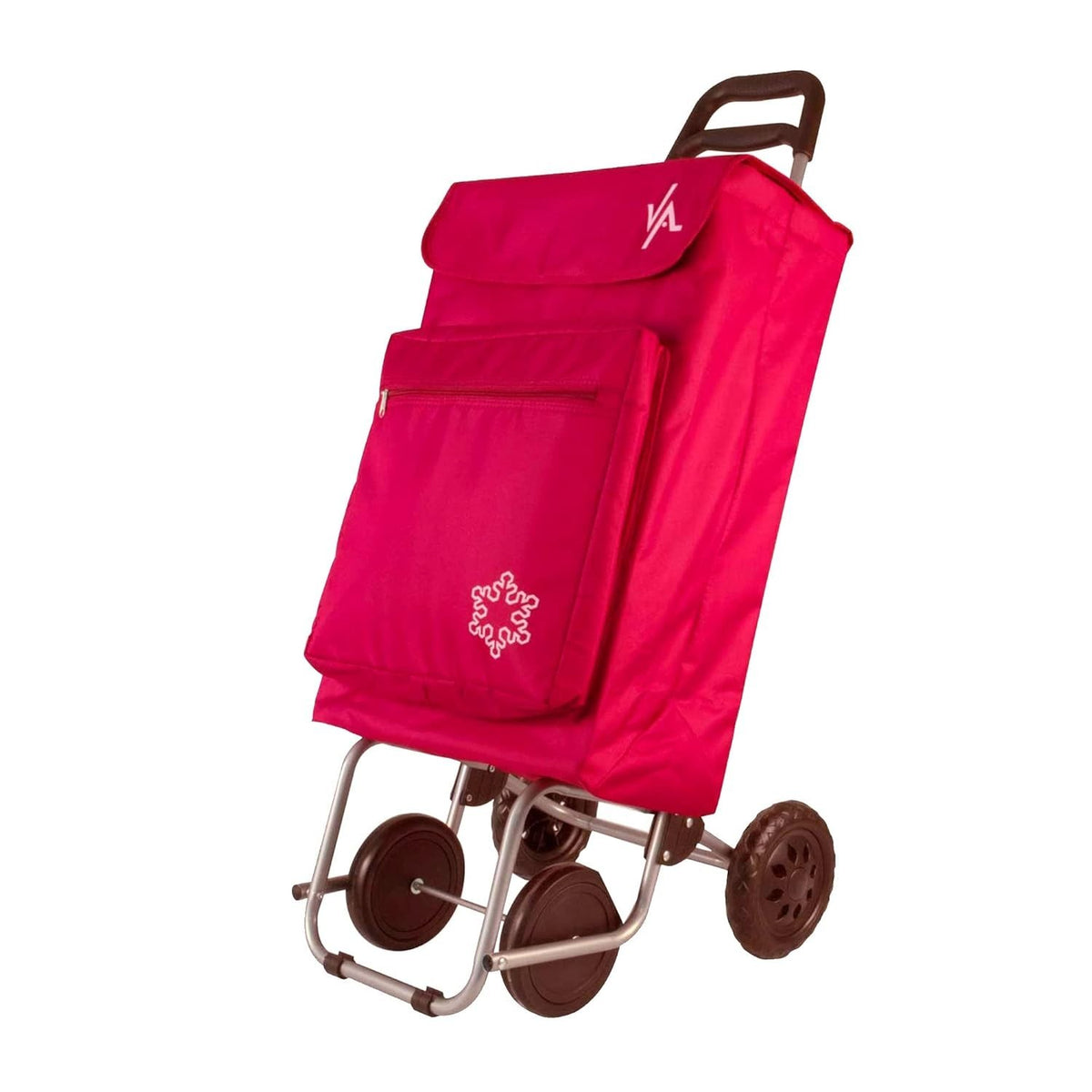 Red 4-Wheel Lightweight Shopping Trolley 48L Large Capacity Freezer Pocket