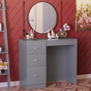 Grey Dressing Table Modern Vanity Desk 3-Drawer Storage Makeup Engineered Wood