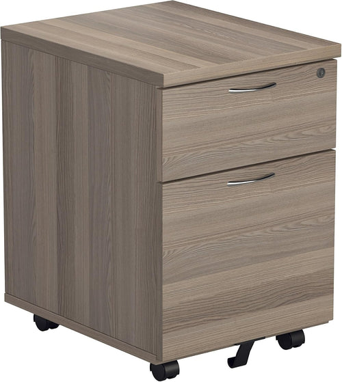 Lockable 2 Drawer Mobile Filing Cabinet Pedestal Office Storage Grey Oak