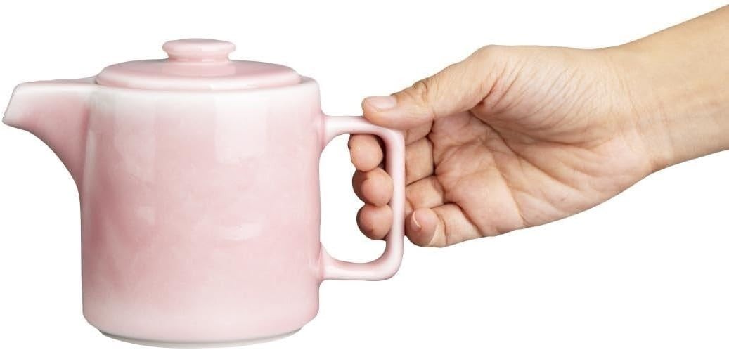 2 Pack Pink Porcelain Teapots 450ml with Stainless Steel Infusers