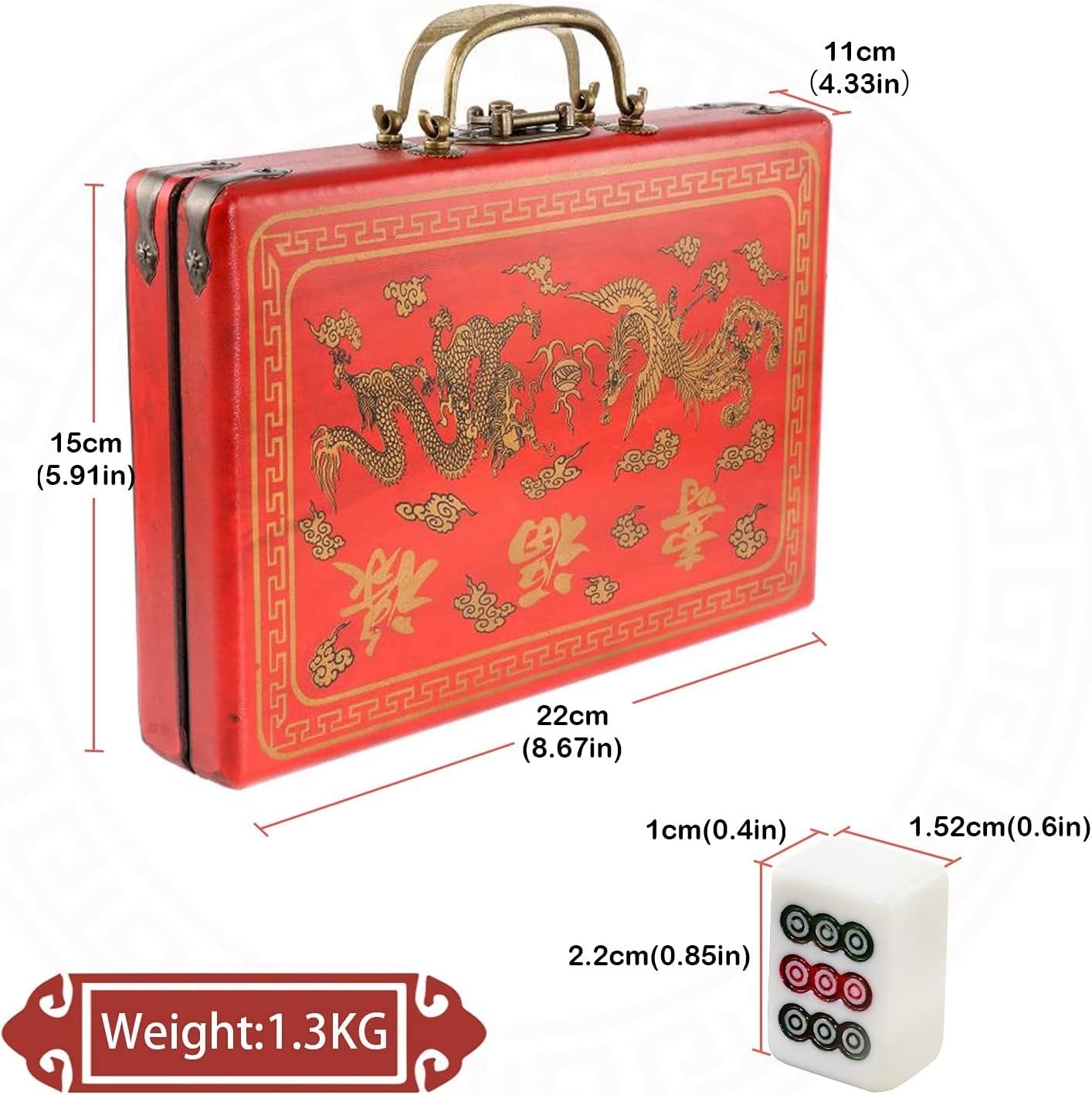 Mini Mahjong Travel Set 144 Tiles Dice Carry Case Portable