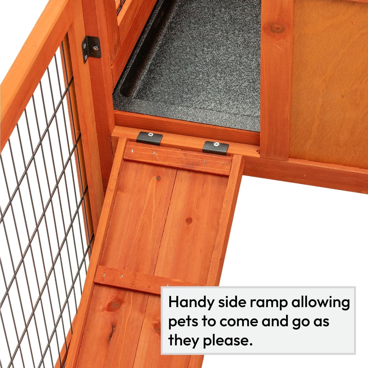 2 Tier Wooden Rabbit Hutch with Run Outdoor Cage Ramp Slide Out Tray