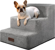 3 Step Dog Stairs Non Slip Pet Steps for Small Dogs Grey