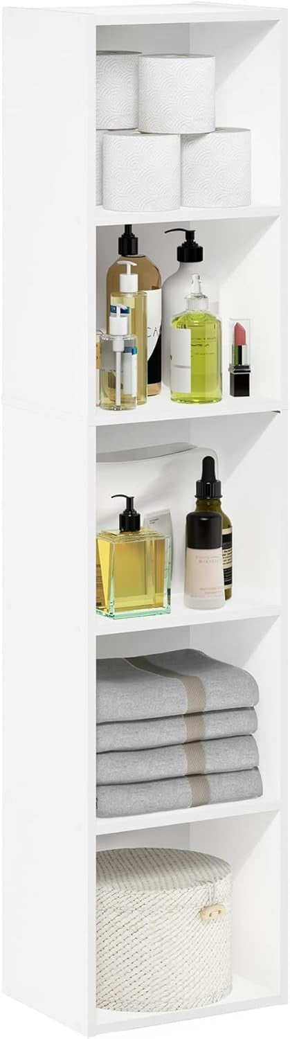 5 Cube Bookcase Storage Open Shelf Compact Design Organizer Bookshelf White