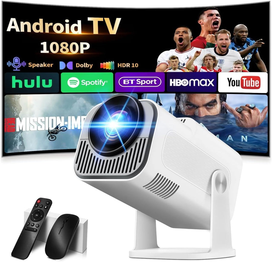 4K Smart Mini Projector 1080P WiFi 6 Bluetooth Auto Keystone