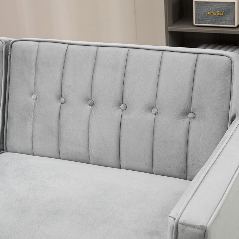 3 Seater Velvet Sofa Bed Light Grey Click Clack Couch Split Back Guest Bed