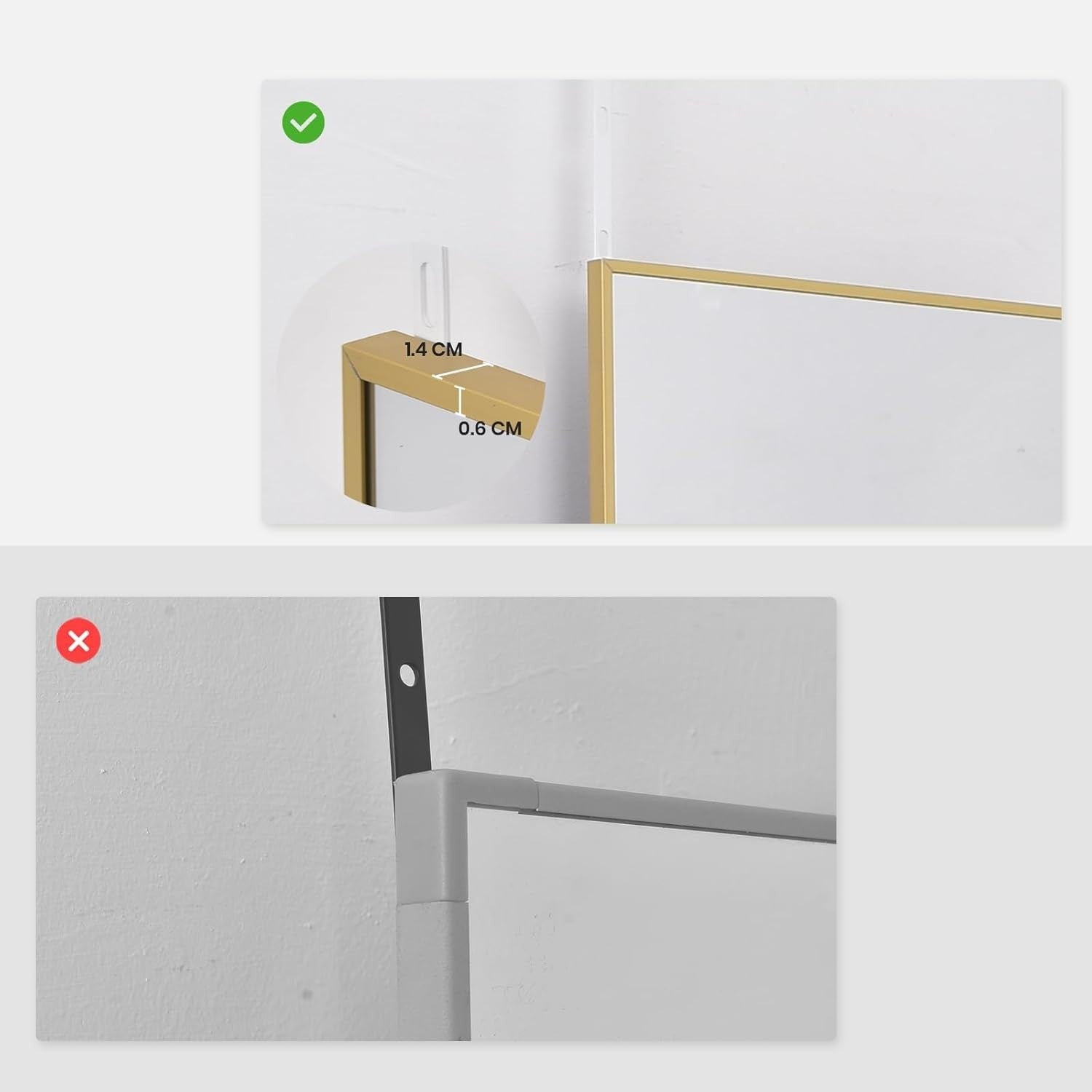 Full Length Over Door Mirror 122x35cm Gold Aluminum Frame