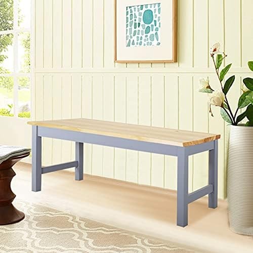 Grey Solid Pine Wooden Bench 2-Seater Sturdy Indoor Kitchen Dining Seat