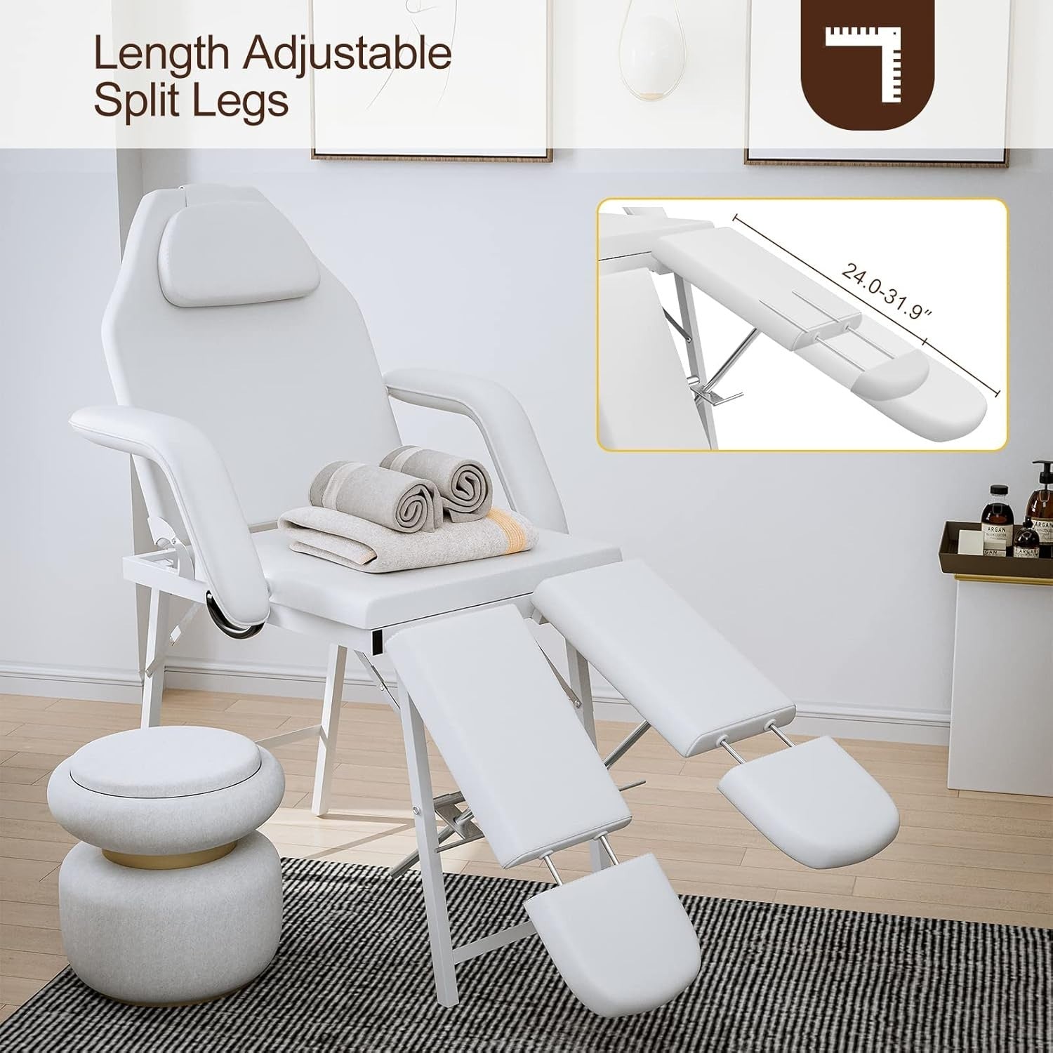 Portable 3-Section Folding Massage Table Adjustable Spa Bed With Carry Bag