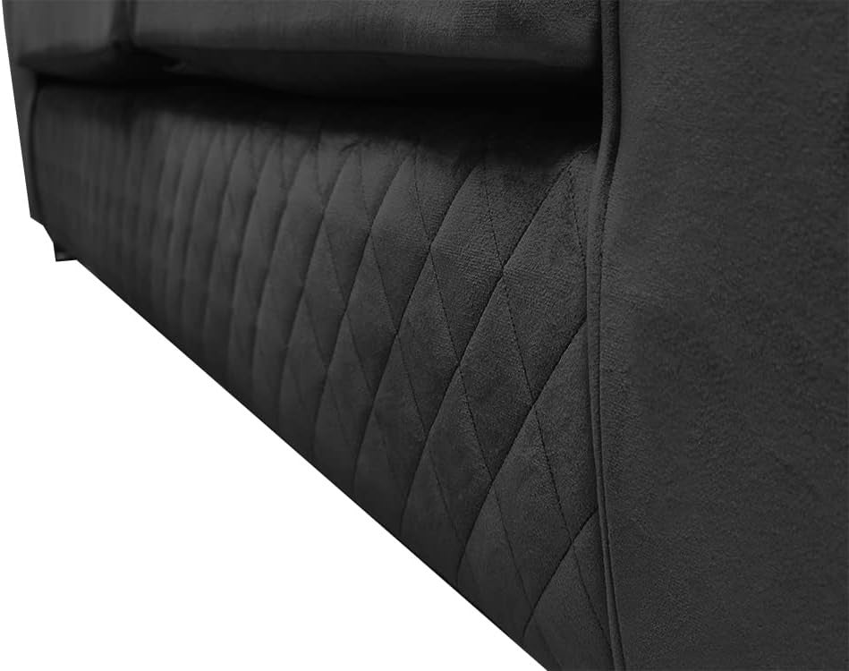 Black Velvet Corner Sofa ✨ 3-4 Seater L Shape LH with Chrome Feet