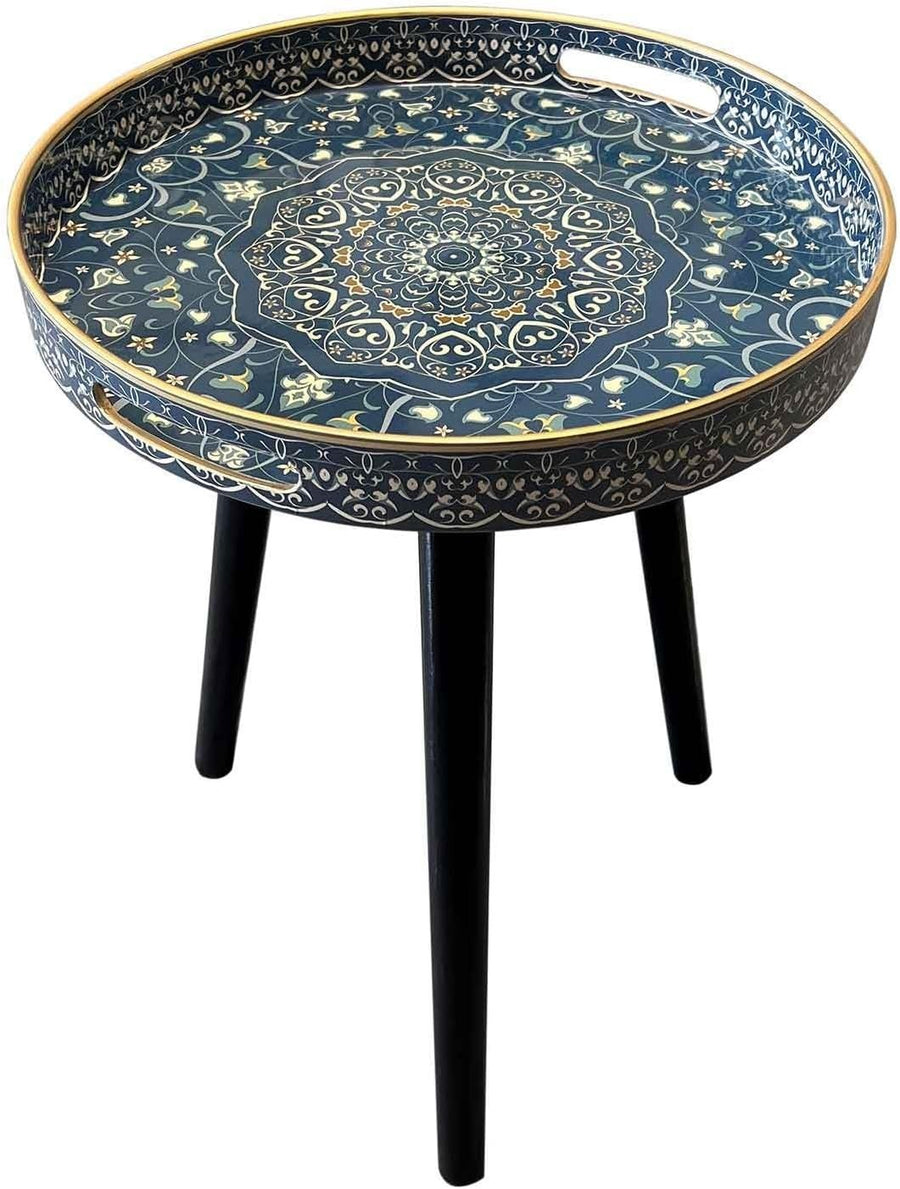 Round Outdoor Side Table with Detachable Legs – 50x38x38cm Blue Maze