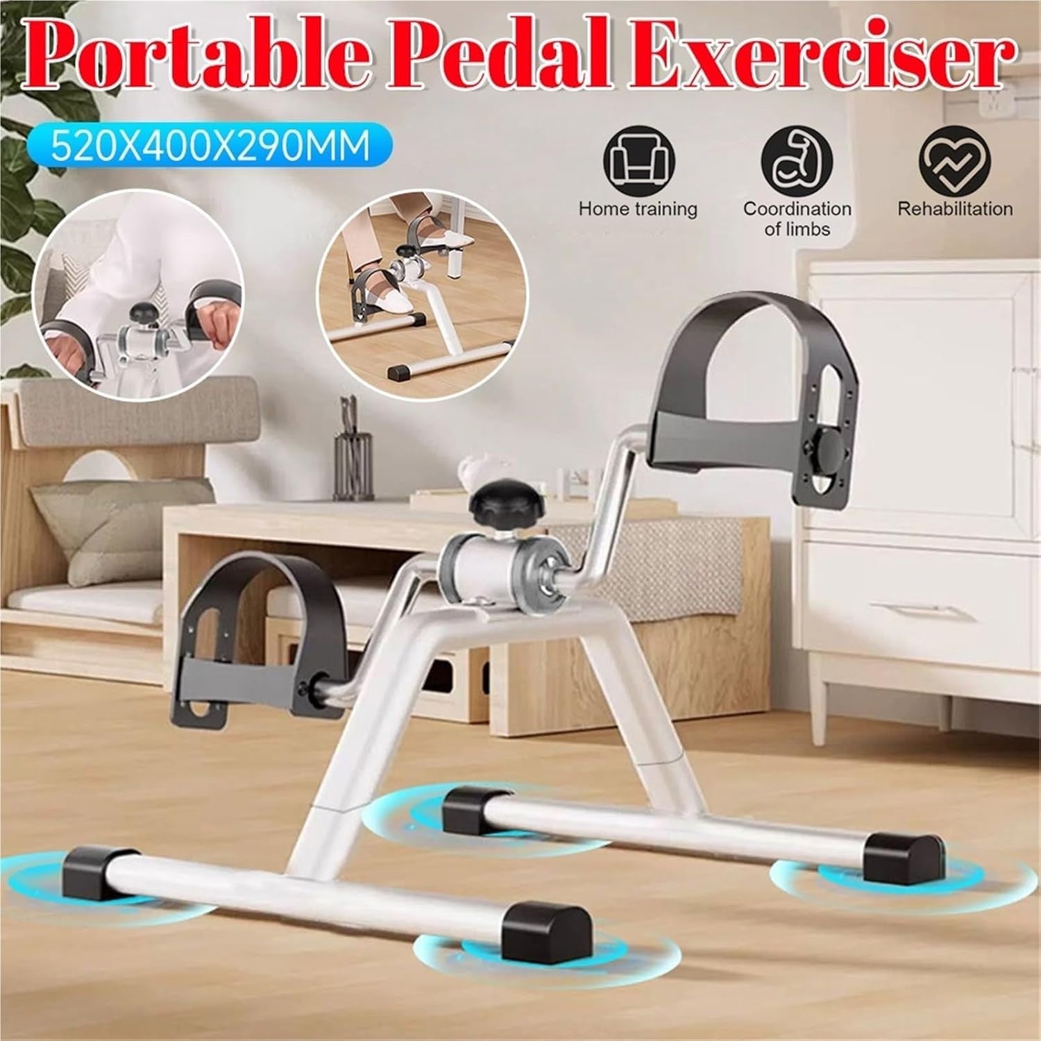 Portable Mini Pedal Exerciser Under Desk Low Impact Foot Trainer