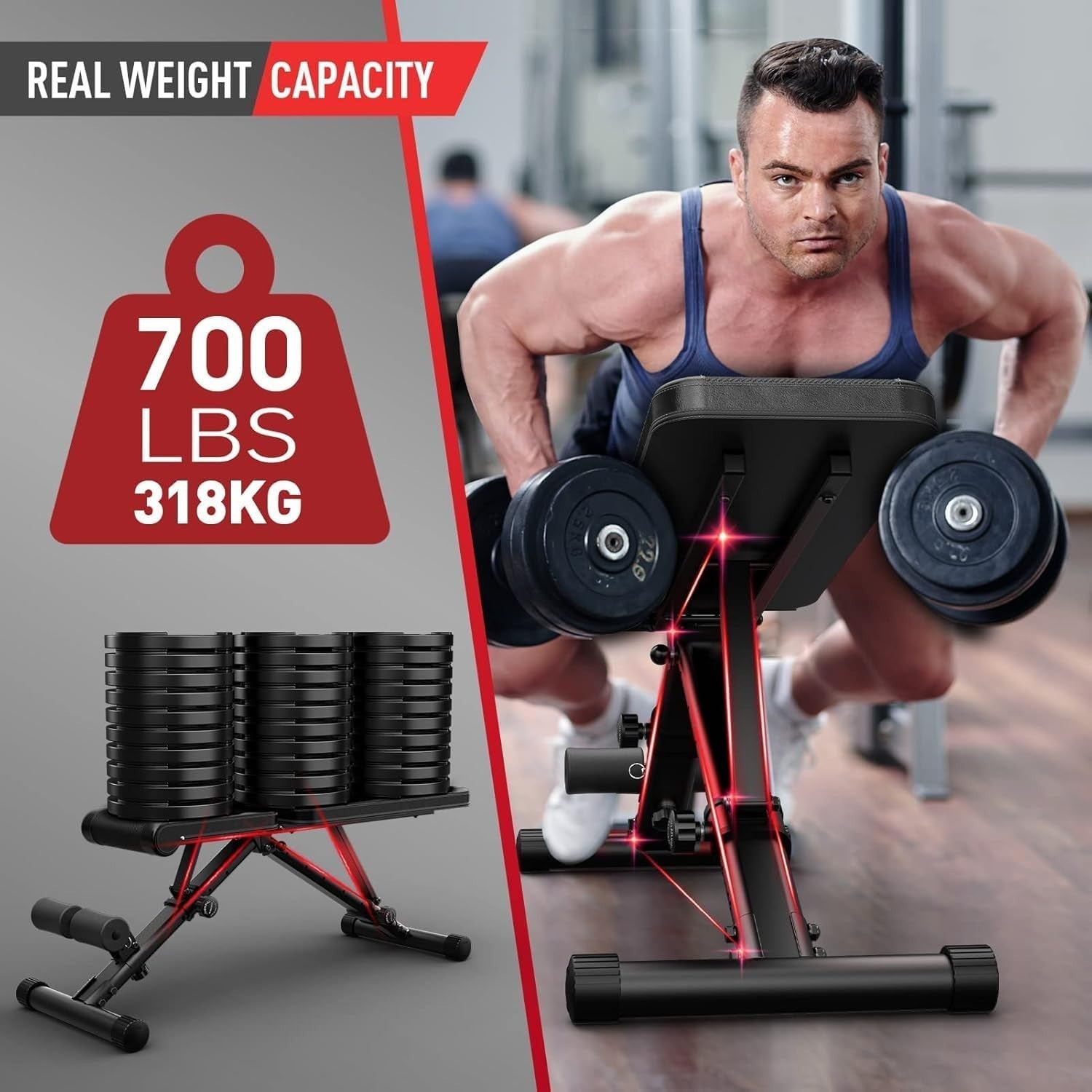 Multi-Angle Folding Workout Bench 700lb Capacity Fast Lock Home Gym