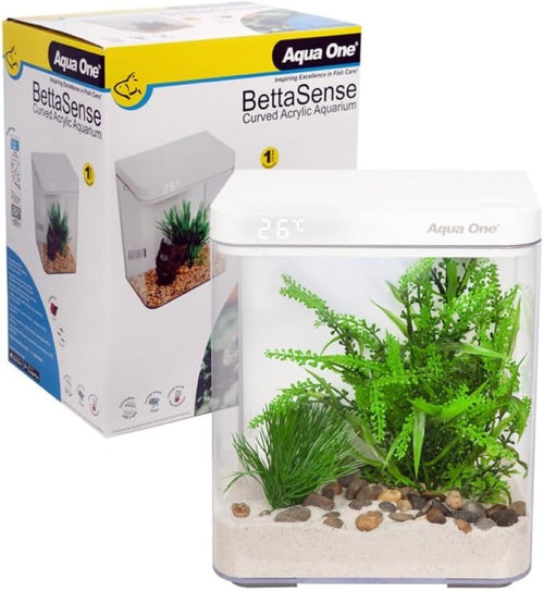9.7L Acrylic Betta Tank with Built-In Filter, LED Light & Thermometer