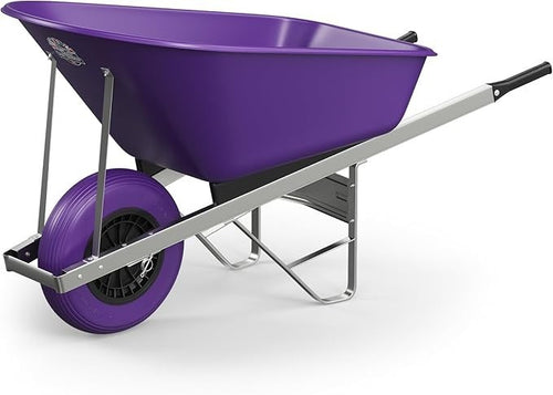 120L 1-Wheel Purple Garden Wheelbarrow – Puncture Proof Heavy Duty Plastic Tray