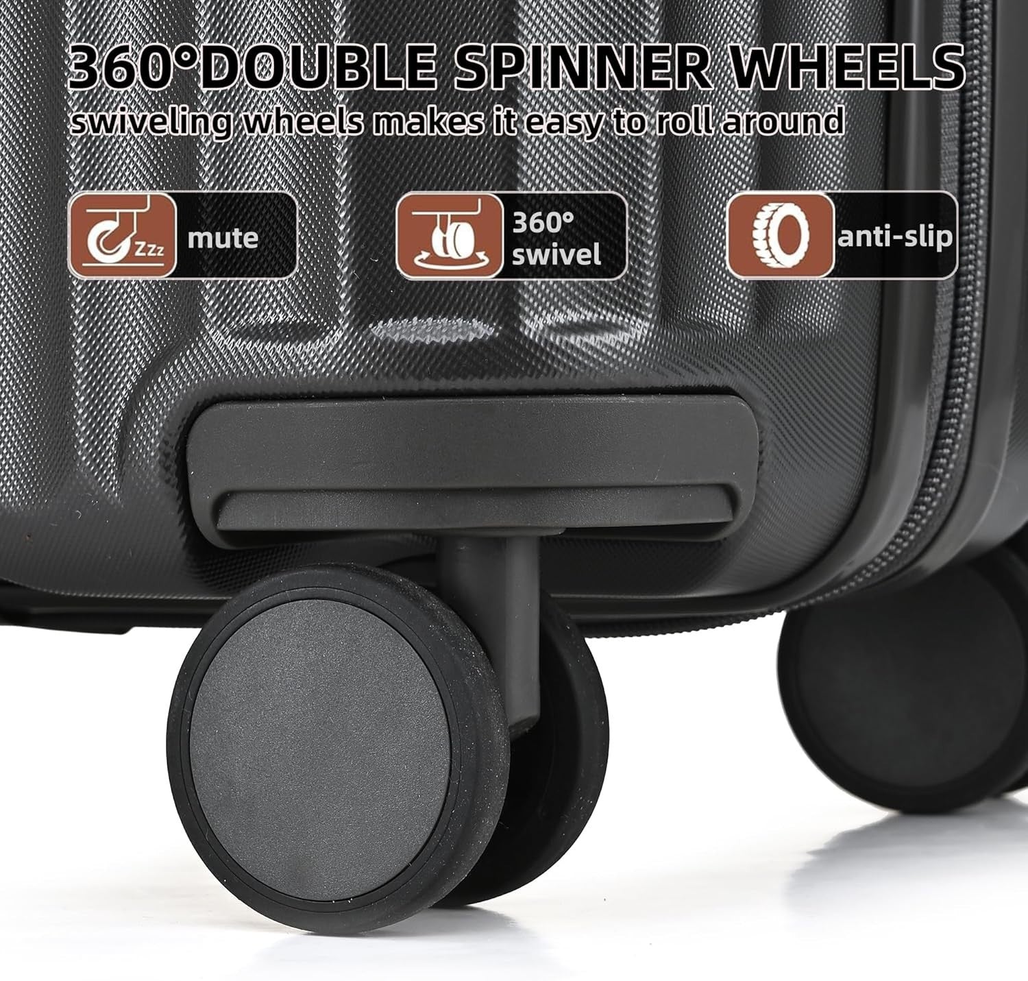 24 Inch Medium Hard Shell Suitcase PC ABS Lightweight Spinner Lock Grey