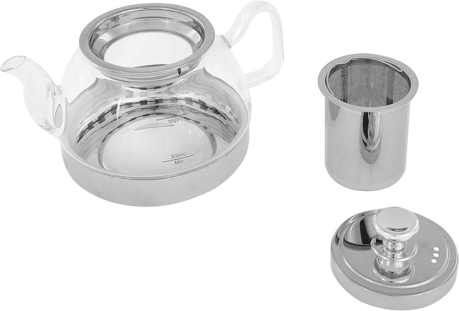 Induction Glass Teapot 800ml with Stainless Steel Filter BPA Free