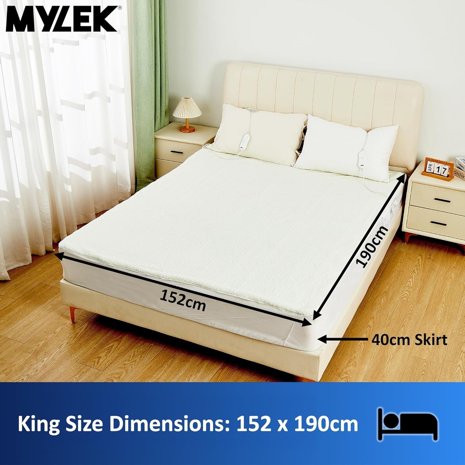King Electric Underblanket Dual Control Fitted Mattress Cover Fast Heat Washable